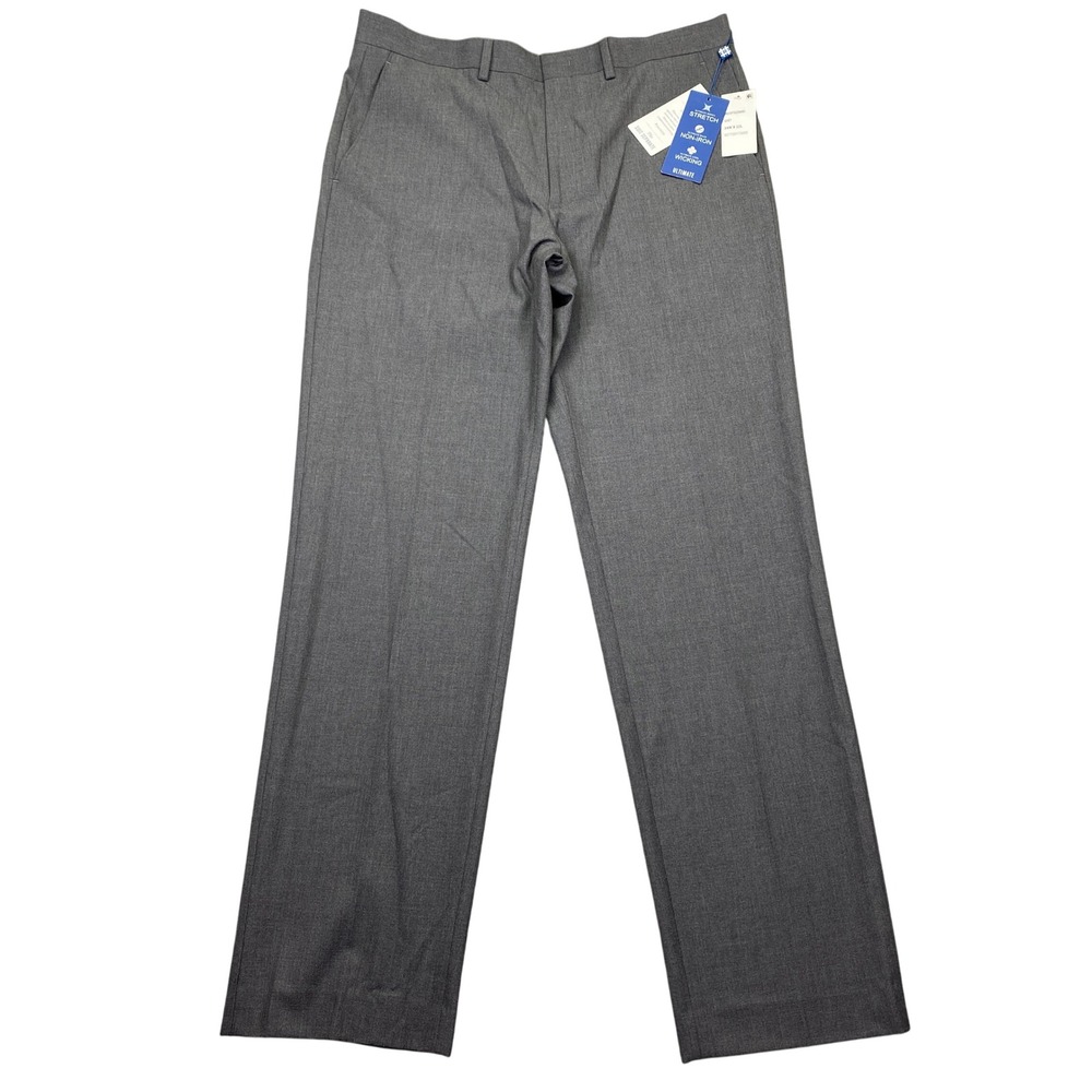 Ryan Seacrest Distinction Men's Grey‎ Stretch Wicking Non Iron Dress Pants Sz 34
